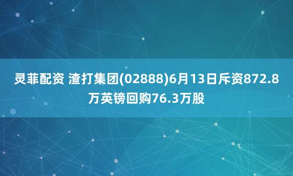 灵菲配资 渣打集团(02888)6月13日斥资872.8万英镑回购76.3万股