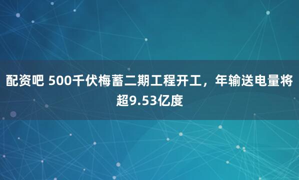 配资吧 500千伏梅蓄二期工程开工，年输送电量将超9.53亿度